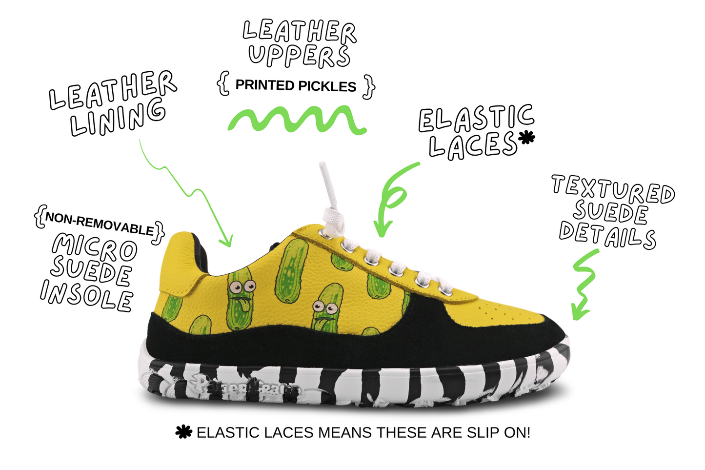 PICKLE JNR SIDE VIEW AND SHOE DETAILS