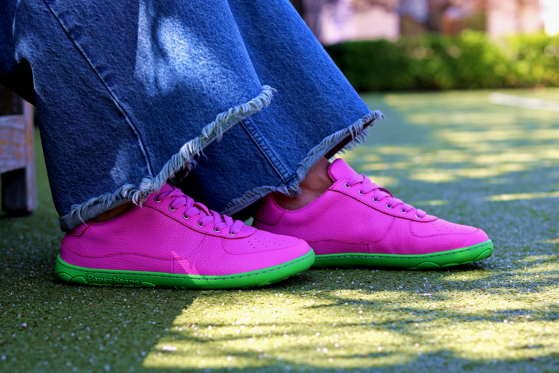 PINK AND GREEN BAREFOOT SNEAKERS BY PAPERKRANE, "BUBBLE LOWS", ON JEWELCHIC