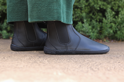 ADULT SIZE SLICK BOOTS - BLACK BAREFOOT VEGAN CHELSEA BOOTS 