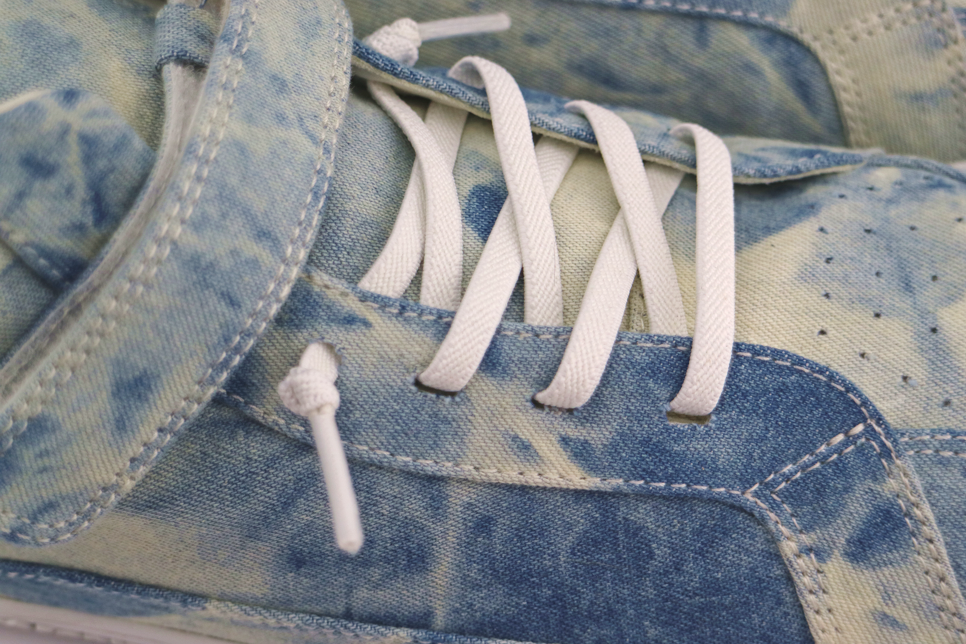 CLOSE UP DETAILS ON STONEWASH MID TOP PKS